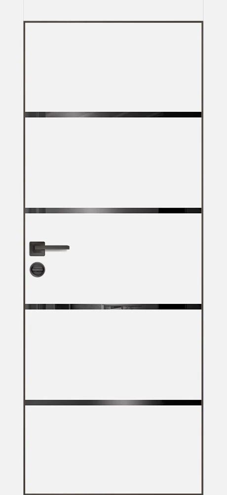Фото Межкомнатная дверь PX-17 черная кромка с 4-х ст. Белый матовый