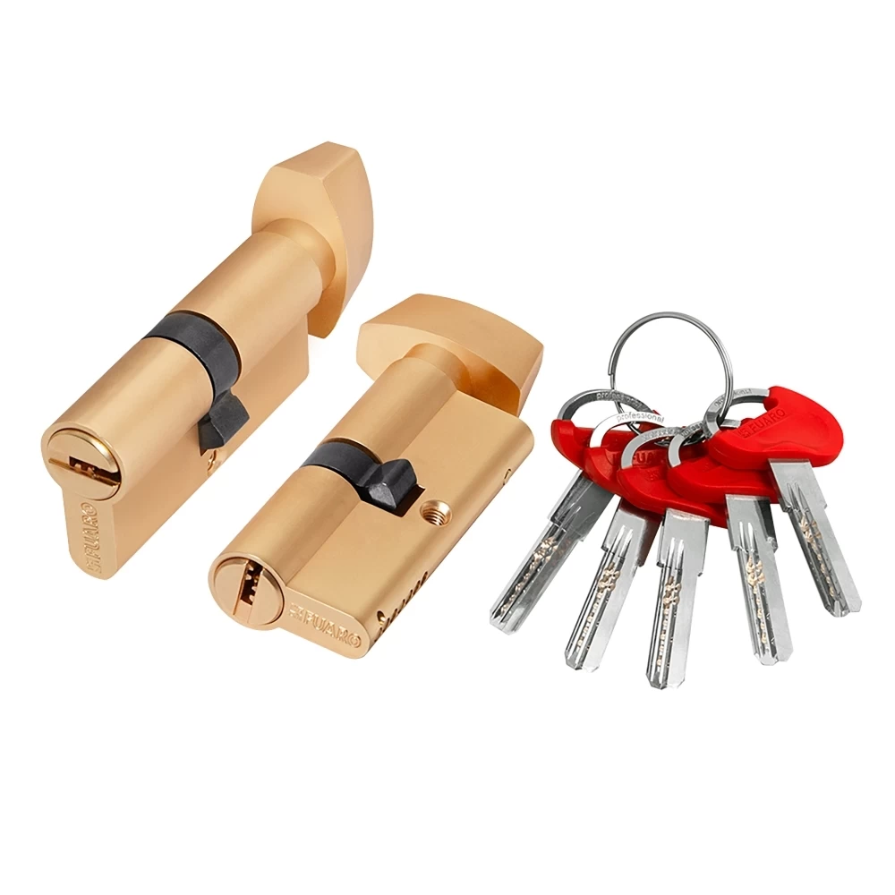 Фото Цилиндровый механизм (D-PRO502/70) D-PRO5002KnobRL70(30+10+30) SSG-39 сатинированное золото 5Key