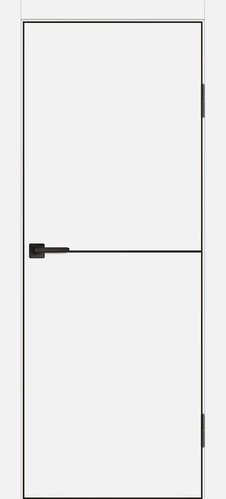 Фото Межкомнатная дверь P-19  черный молдинг PET,  кромка ABS черная c 4-х ст. Белый матовый