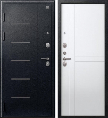 Дверь V-06 Черный муар - Белый